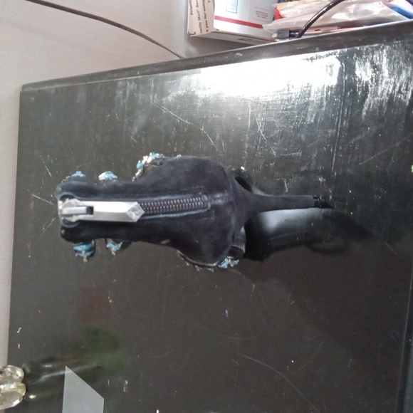 Sam Edelman Sz 8M Alina Black Turquoise Strappy Leather High Heels Zip Back NWOT - Picture 3 of 6